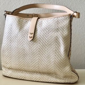 Crosby Hobo Bag - Neutral Woven Chevron